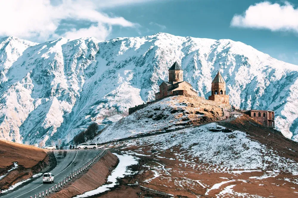 Gergeti Trinity Church in winter